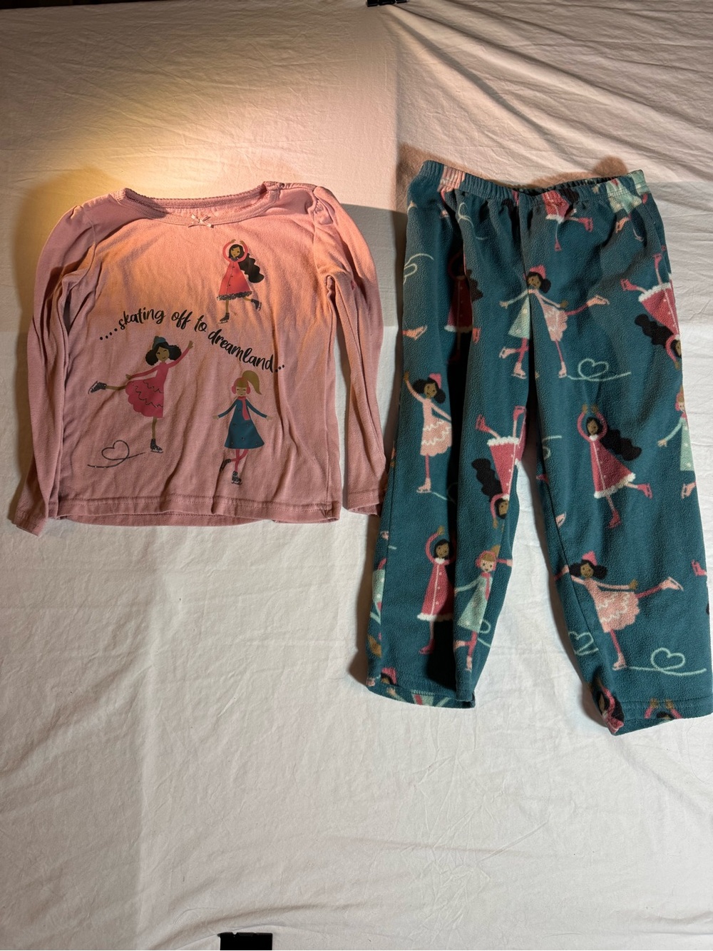 Carter's Pink Long-Sleeve Top and Teal Ice Skater Pajama Set
